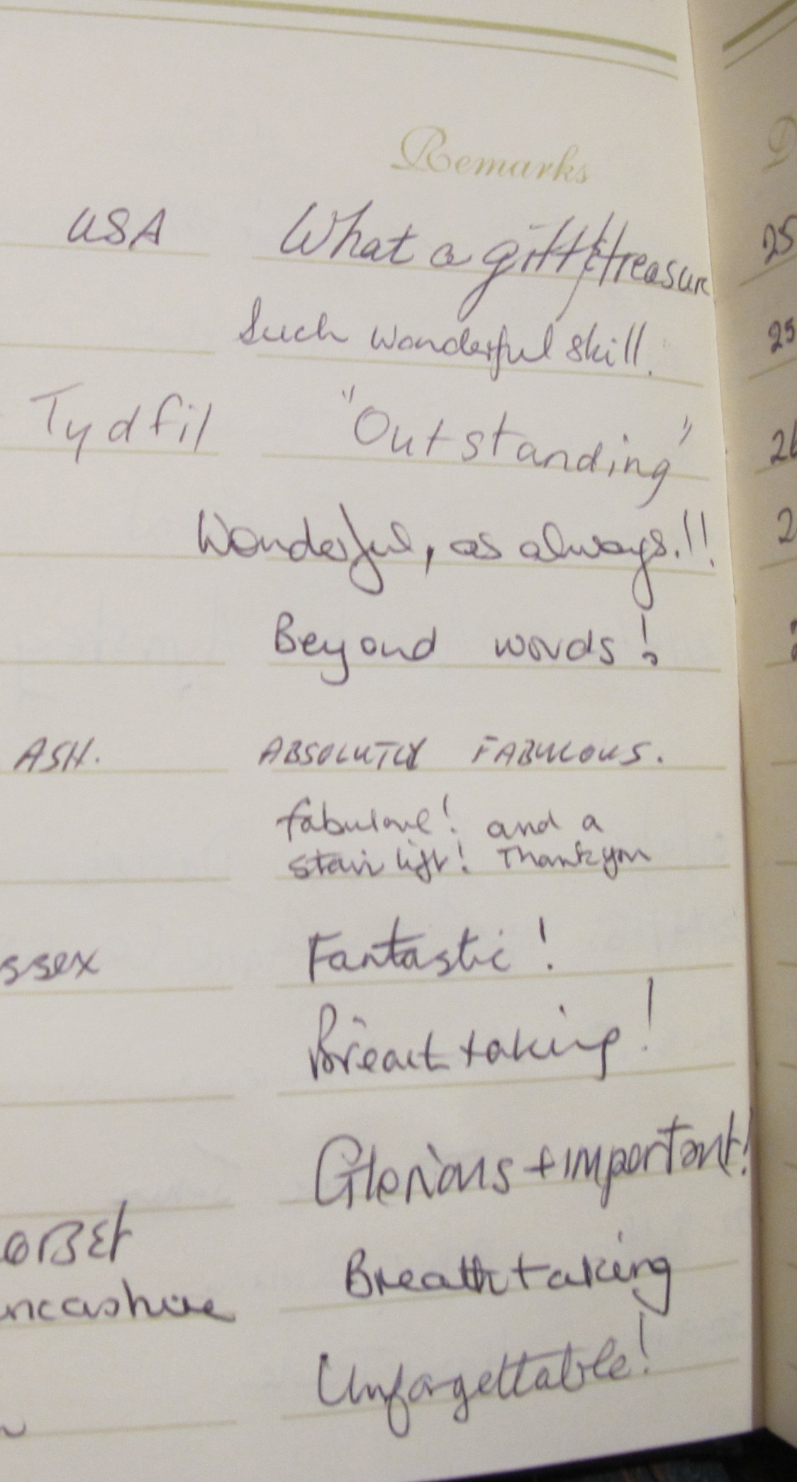 Visitors comments Oct 2018