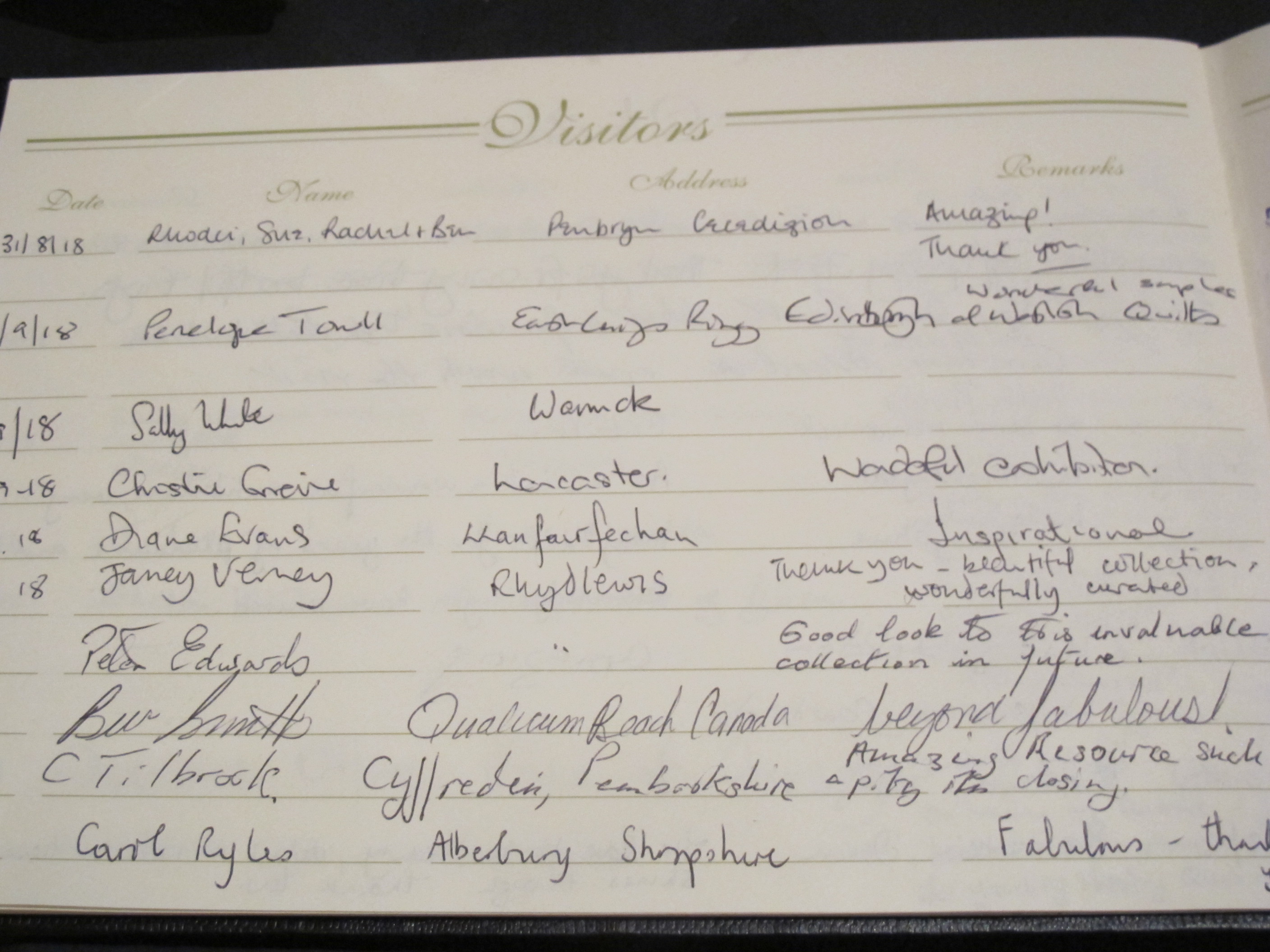 Visitor comments Summer 2018